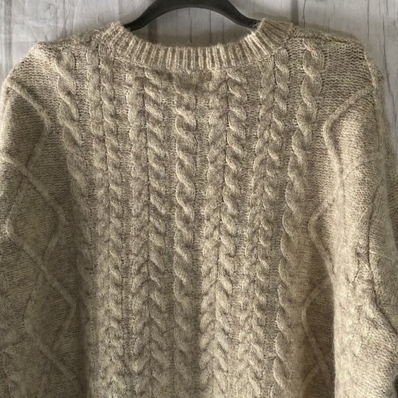 NWT MNG Mango Curve Chunky Cable Knit Sweater Ivory Beige/Collar Detail Plus 4XL - Picture 4 of 11